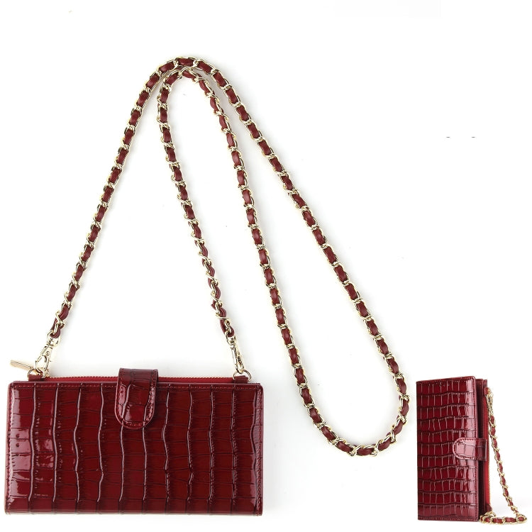 Chain Bag Coin Bag Crossbody Long Mini Shoulder Phone Bag(Wine Red)
