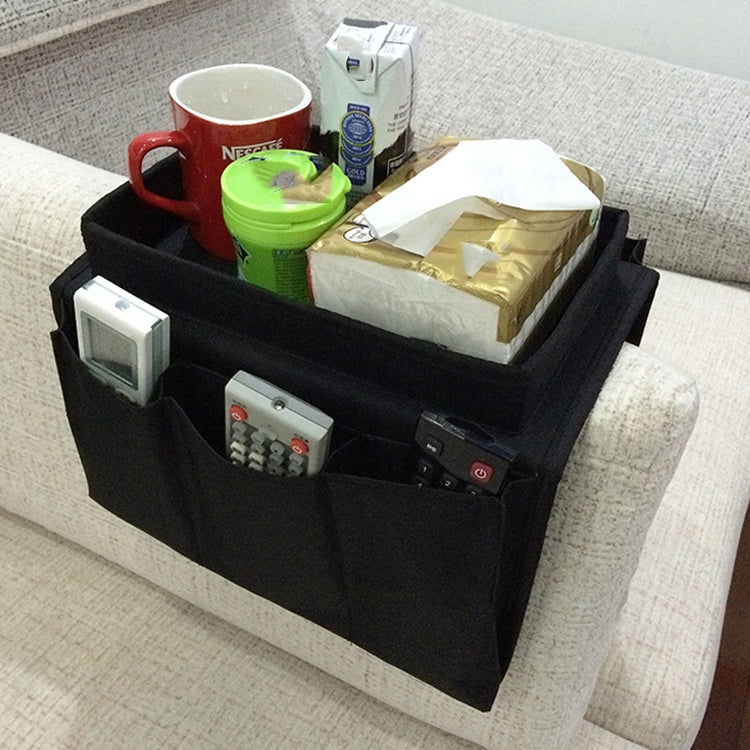 SF001 Oxford Cloth Sofa Armrest Hang Bag Household Storage Bag(Black)