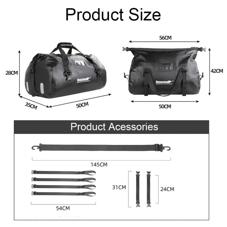 Rhinowalk MT20450 45L Large Capacity Portable Waterproof Motorcycle Tail Bag(Black)
