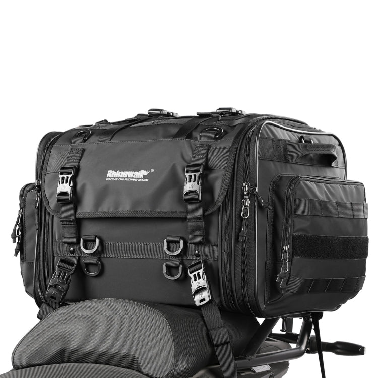 Rhinowalk MT4060 Large-capacity Foldable Expandable Tail Bag for Motorcycle Riding with Rain Cover(Black)