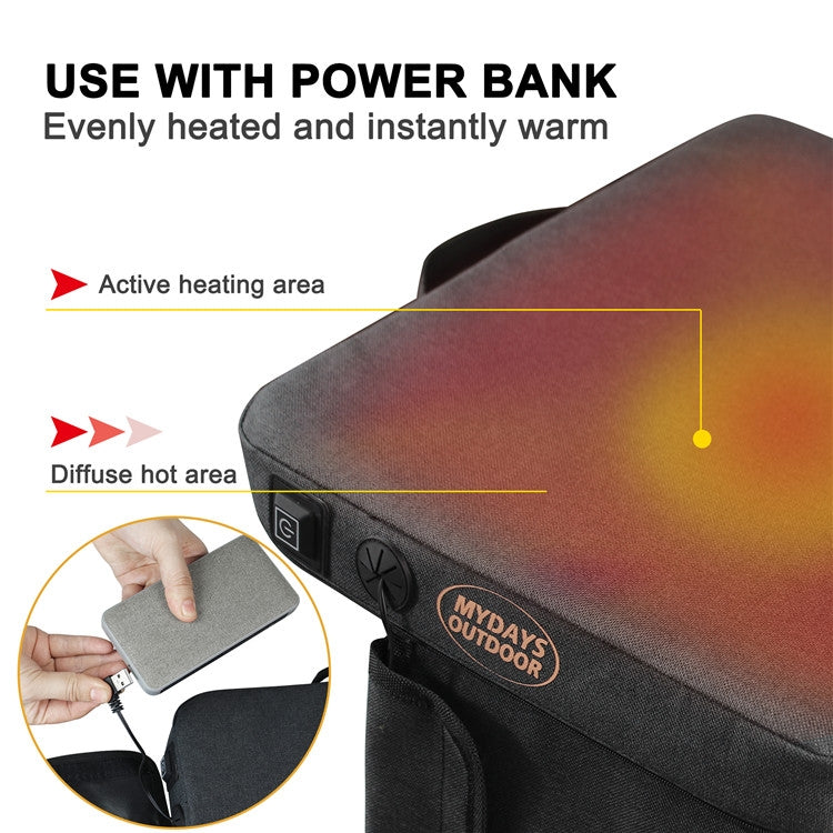 Outdoor Camping Stool USB Heating Portable Mat(Gray)
