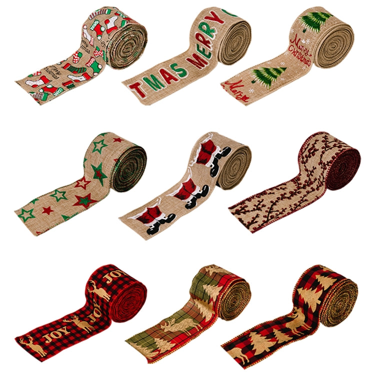 5m X 6cm Christmas Imitation Hemp  Ribbon Gift Decoration Ribbon(E - Red Pants and Black Shoes)
