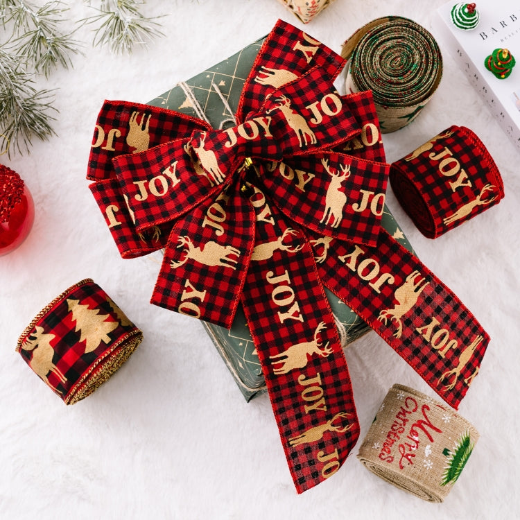5m X 6cm Christmas Imitation Hemp  Ribbon Gift Decoration Ribbon(E - Red Pants and Black Shoes)