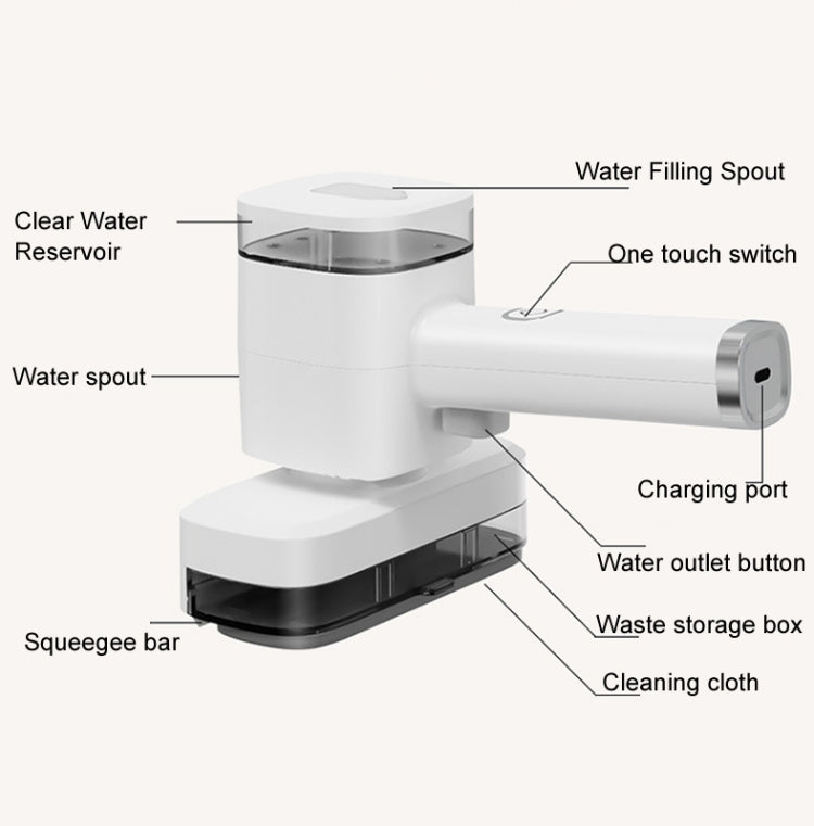 12W Multi-functional Wireless Handheld Cleaner Window Scraping(White)