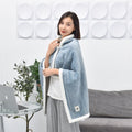 80x130cm Flannel Thickened Embossed Shawl Blanket Office Air Conditioning Blanket(Misty Blue)