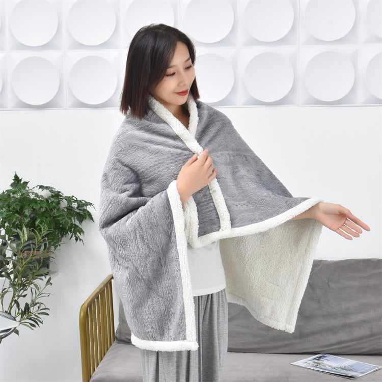 80x130cm Flannel Thickened Embossed Shawl Blanket Office Air Conditioning Blanket(Light Grey)