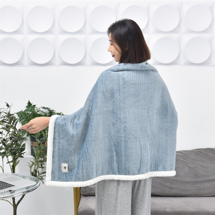 100x150cm Flannel Thickened Embossed Shawl Blanket Office Air Conditioning Blanket(Light Grey)