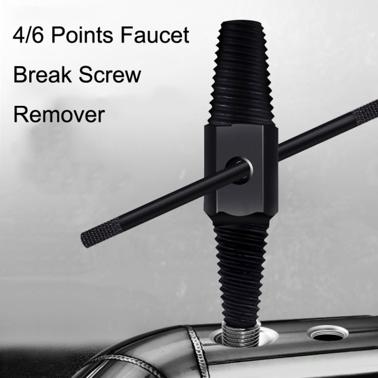 4 / 6 Points Faucet Break Screw Remover Smooth Silky Tooth Double-headed Screw Tool(Black)
