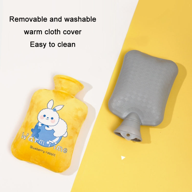Cartoon Velvet Cover Thickened Explosion-Proof PVC Water-Filled Hot Water Bag, Color: 500ML Light Green