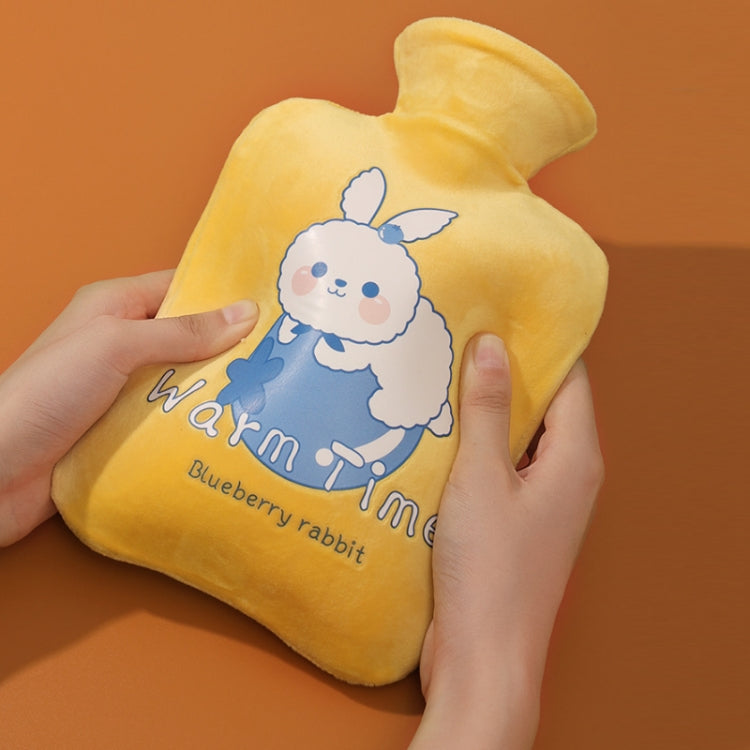 Cartoon Velvet Cover Thickened Explosion-Proof PVC Water-Filled Hot Water Bag, Color: 1000ML Light Green