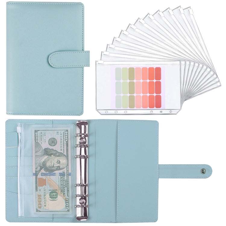 A6 Macaron Notebook PU Loose-leaf Cash Budget Handbook(Blue)