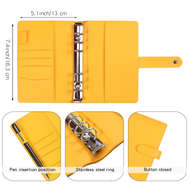 A6 Macaron Notebook PU Loose-leaf Cash Budget Handbook(Black)