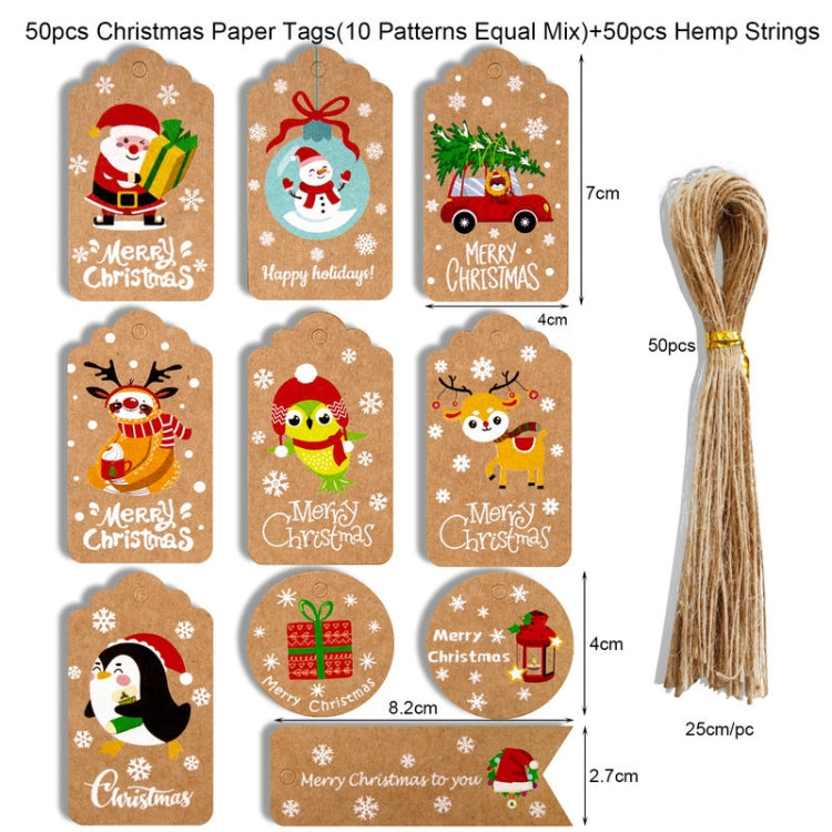 2 Packs 50pcs/set  Christmas Kraft Paper Tags Gift Wrapping Paper Labels(Series 6)