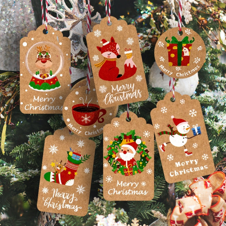 2 Packs 50pcs/set  Christmas Kraft Paper Tags Gift Wrapping Paper Labels(Series 6)