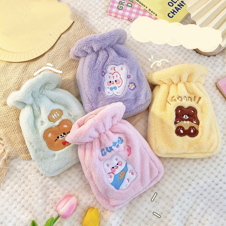 Plush Embroidery Washable Can Be Crossbody Water-Filled Warm Water Bag Pink Bunny