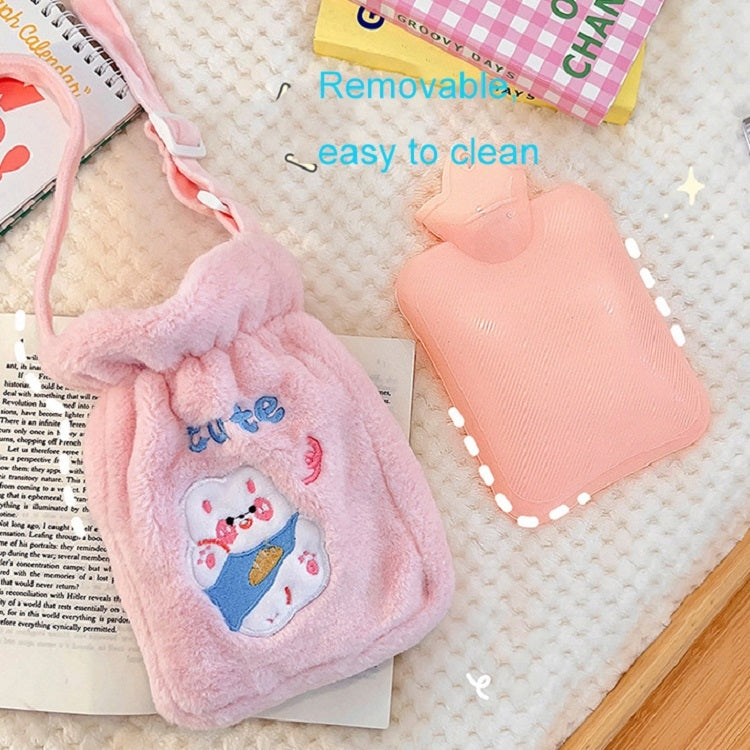 Plush Embroidery Washable Can Be Crossbody Water-Filled Warm Water Bag Purple Bunny