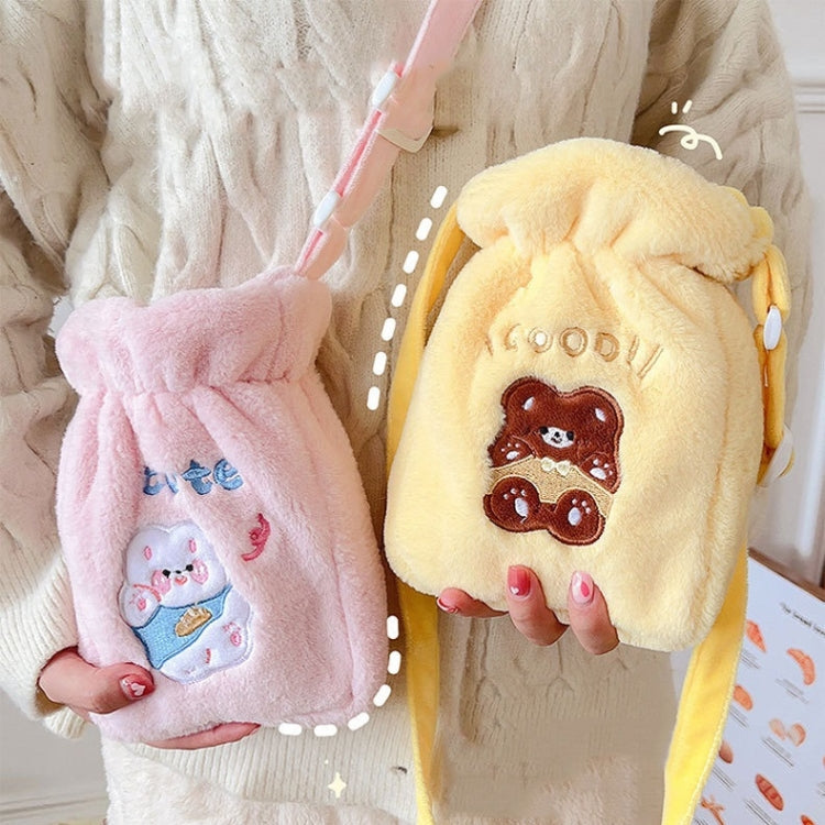 Plush Embroidery Washable Can Be Crossbody Water-Filled Warm Water Bag Purple Bunny