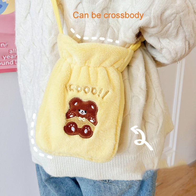 Plush Embroidery Washable Can Be Crossbody Water-Filled Warm Water Bag Yellow Bear