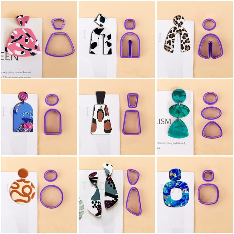 18 In 1 Soft Clay Earring Molds DIY Handmade Clay Cutter Clay Earrings Making Molds(Purple)
