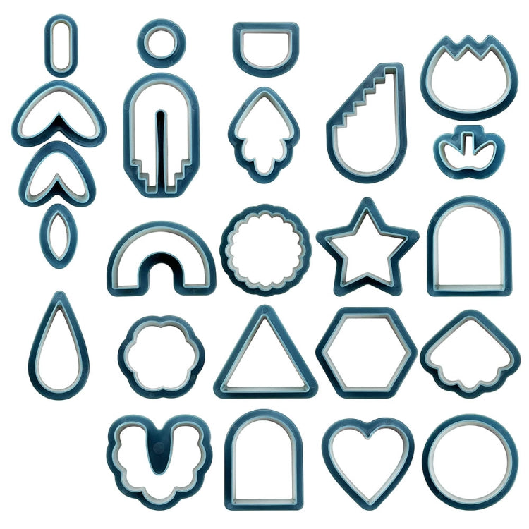 24 In 1 DIY Clay Earrings Molds DIY Handmade Clay Cutter Handmade Jewelry Molds(Dark Blue)
