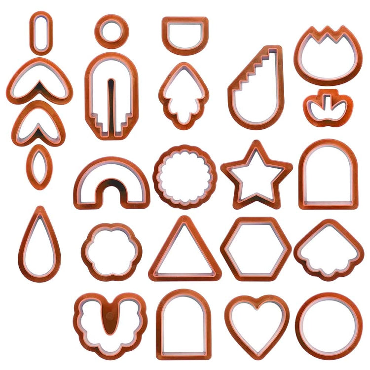 24 In 1 DIY Clay Earrings Molds DIY Handmade Clay Cutter Handmade Jewelry Molds(Rust Red)