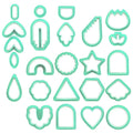 24 In 1 DIY Clay Earrings Molds DIY Handmade Clay Cutter Handmade Jewelry Molds(Mint Green)