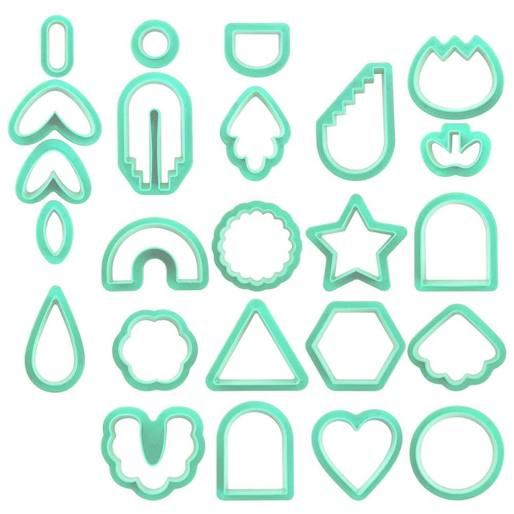 24 In 1 DIY Clay Earrings Molds DIY Handmade Clay Cutter Handmade Jewelry Molds(Mint Green)
