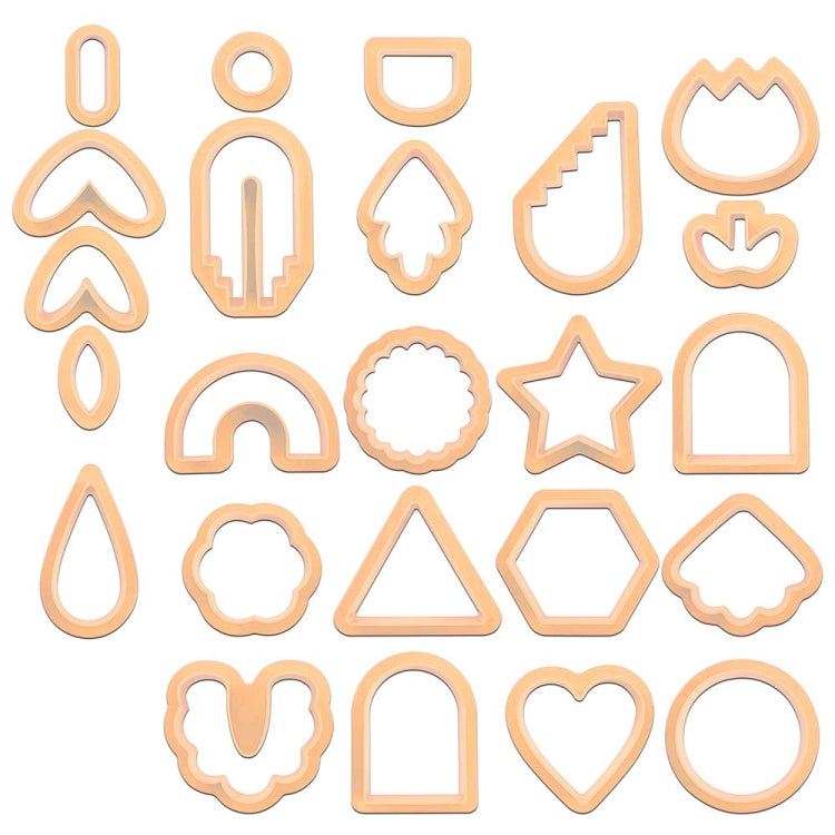 24 In 1 DIY Clay Earrings Molds DIY Handmade Clay Cutter Handmade Jewelry Molds(Beige Orange)