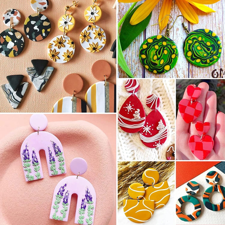 24 In 1 DIY Clay Earrings Molds DIY Handmade Clay Cutter Handmade Jewelry Molds(Mint Green)