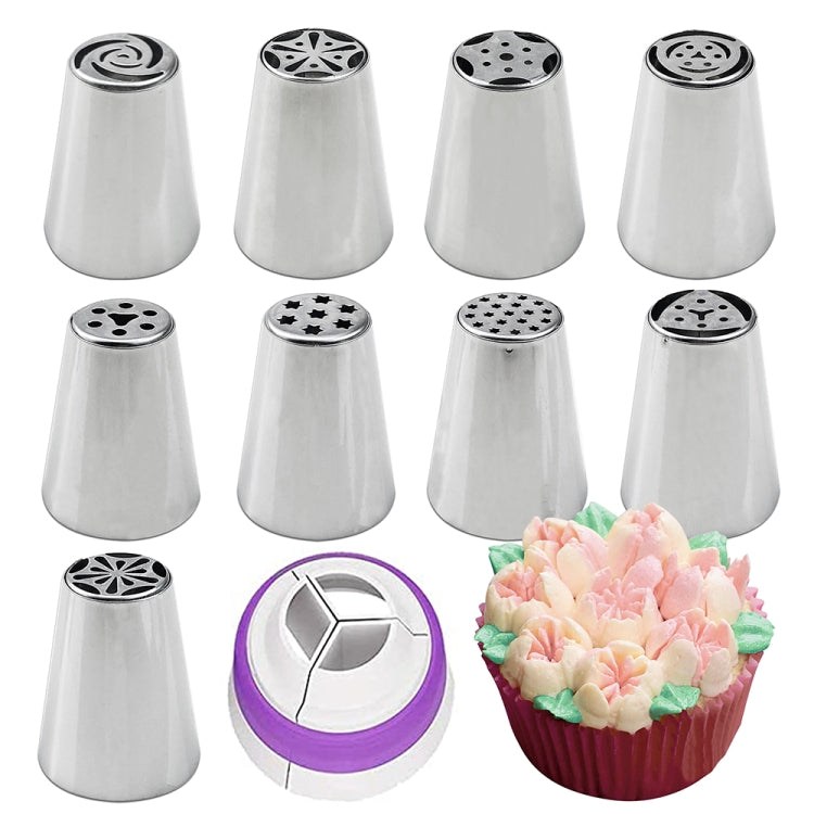 10PCS/Set Stainless Steel Laminating Nozzle Set Cake DIY Laminating Nozzle Set Baking Tools
