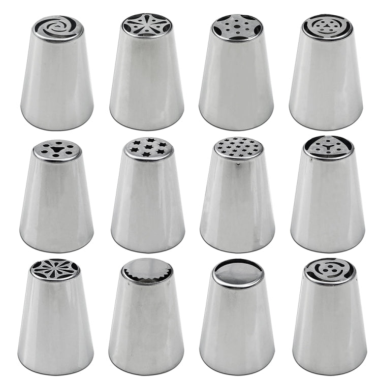 12PCS/Set Stainless Steel Laminating Nozzle Set Cake DIY Laminating Nozzle Set Baking Tools