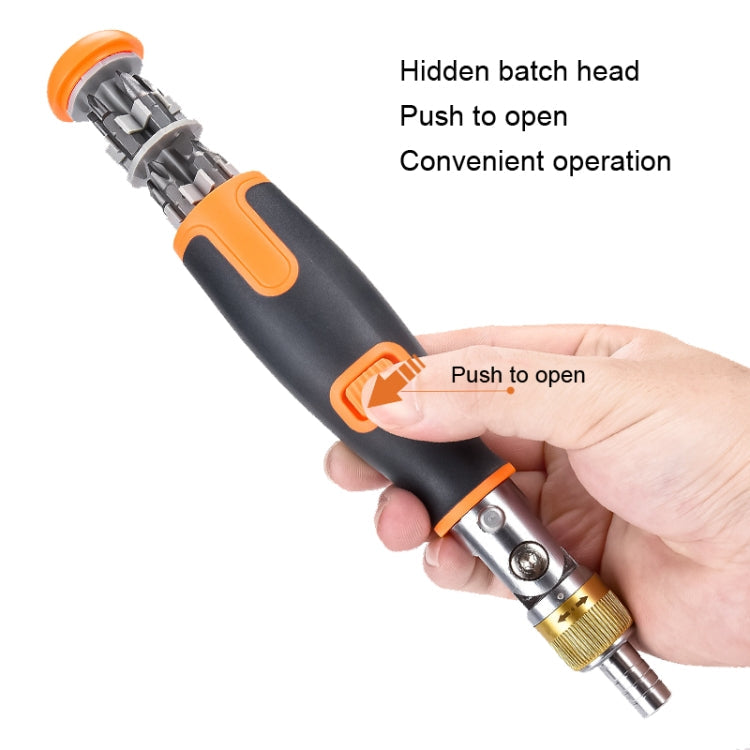 2050C Portable 10 In 1 Hidden Bits Multi-angle Ratchet Corner Screwdriver Set(Orange)