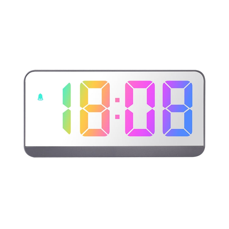 Colorful Fonts LED Electronic Alarm Clock Large Screen Clock(8009D Gray Shell)