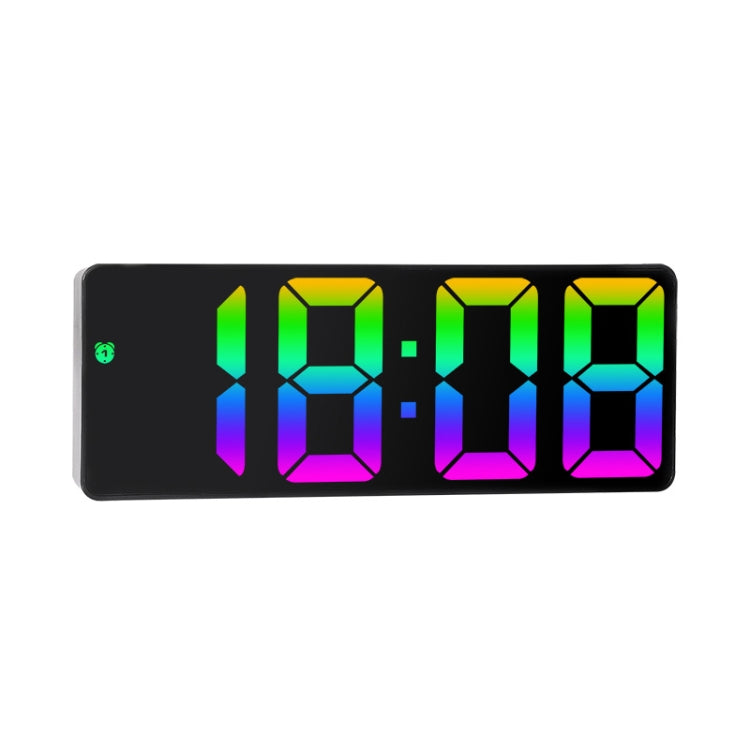 Colorful Fonts LED Electronic Alarm Clock Large Screen Clock(0725 Black Shell Black Surface C)