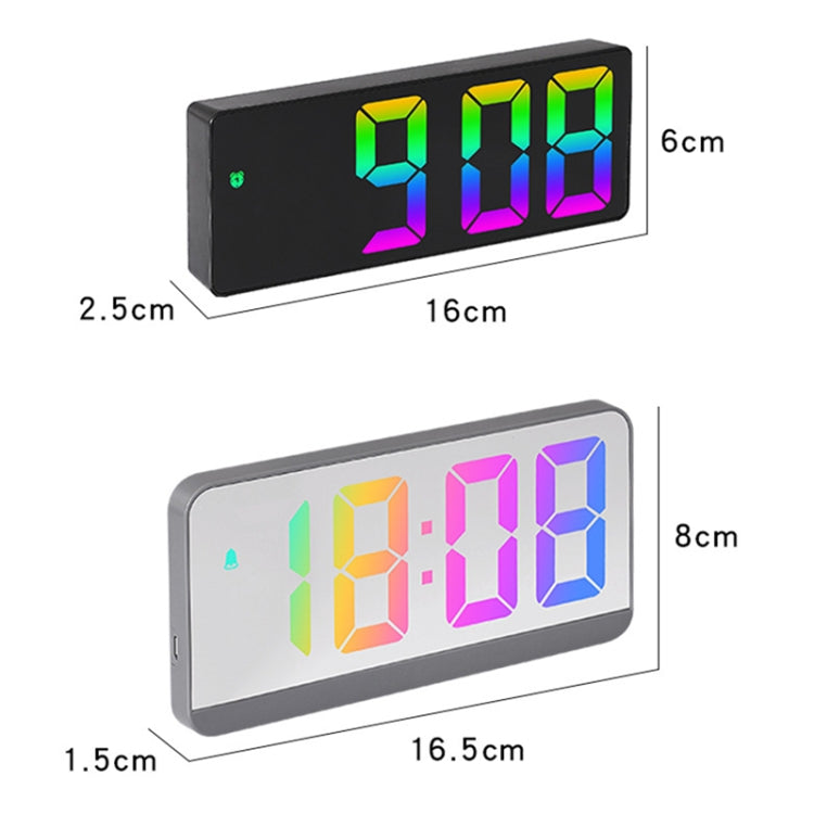 Colorful Fonts LED Electronic Alarm Clock Large Screen Clock(0725 Black Shell Black Surface D)