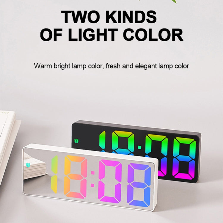 Colorful Fonts LED Electronic Alarm Clock Large Screen Clock(8009D Gray Shell)