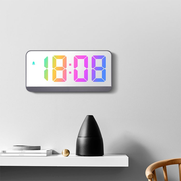 Colorful Fonts LED Electronic Alarm Clock Large Screen Clock(0725 Black Shell Black Surface D)