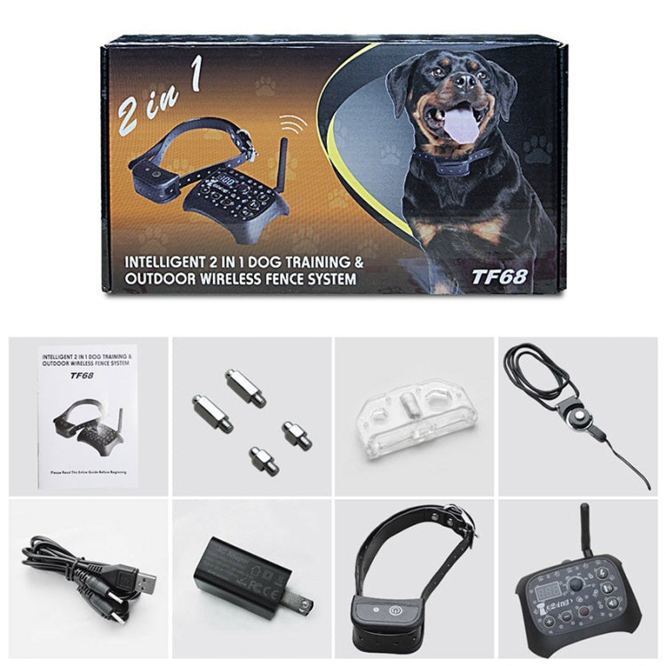 TF68 2-in-1 Dog Trainer Outdoor Electronic Wireless Fence With Collar UK Plug