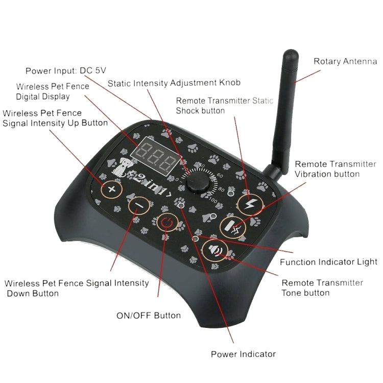 TF68 2-in-1 Dog Trainer Outdoor Electronic Wireless Fence With Collar EU Plug
