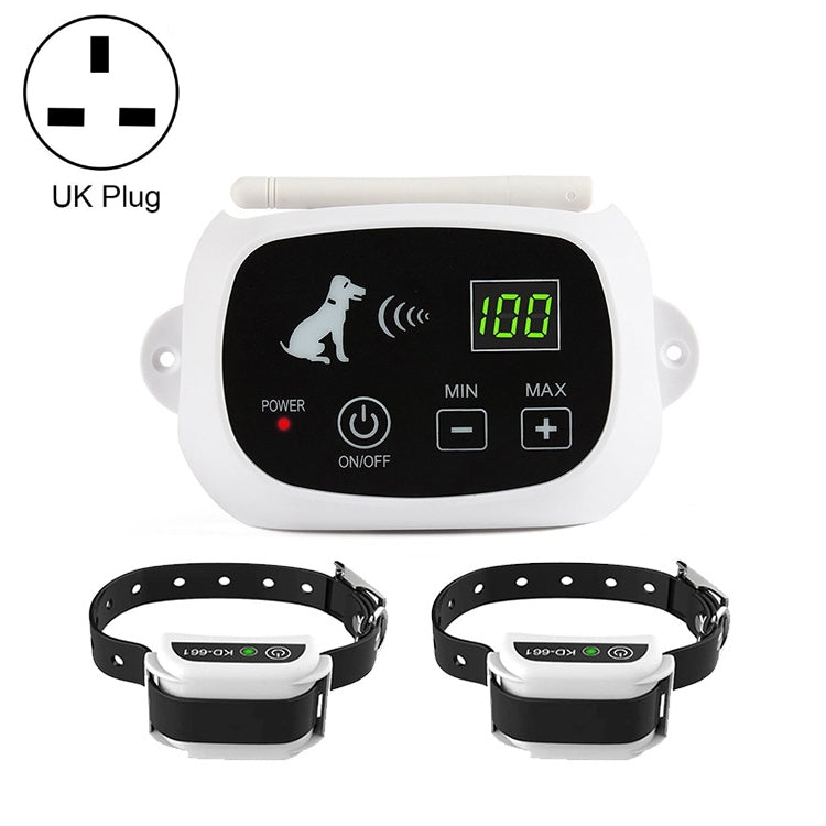 KD-661 500m Wireless Electric Dog Pet Fence Shock Collar,Spec: For Two Dog(UK Plug)
