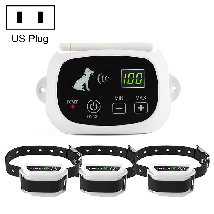 KD-661 500m Wireless Electric Dog Pet Fence Shock Collar,Spec: For Three Dog(US Plug)