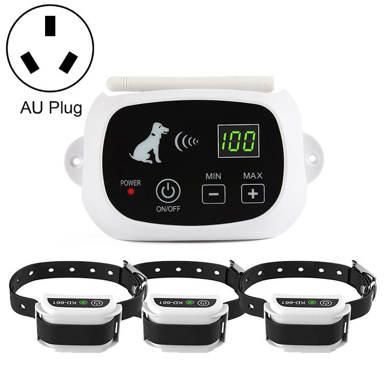 KD-661 500m Wireless Electric Dog Pet Fence Shock Collar,Spec: For Three Dog(AU Plug)