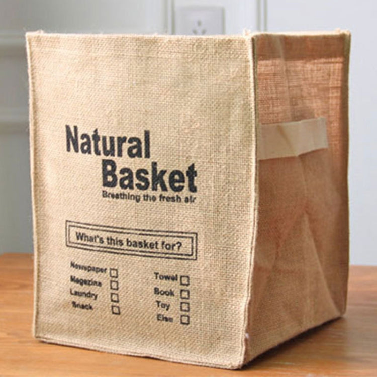 Foldable Jute Storage Box Sorting Basket for Underwear(NATURAL)