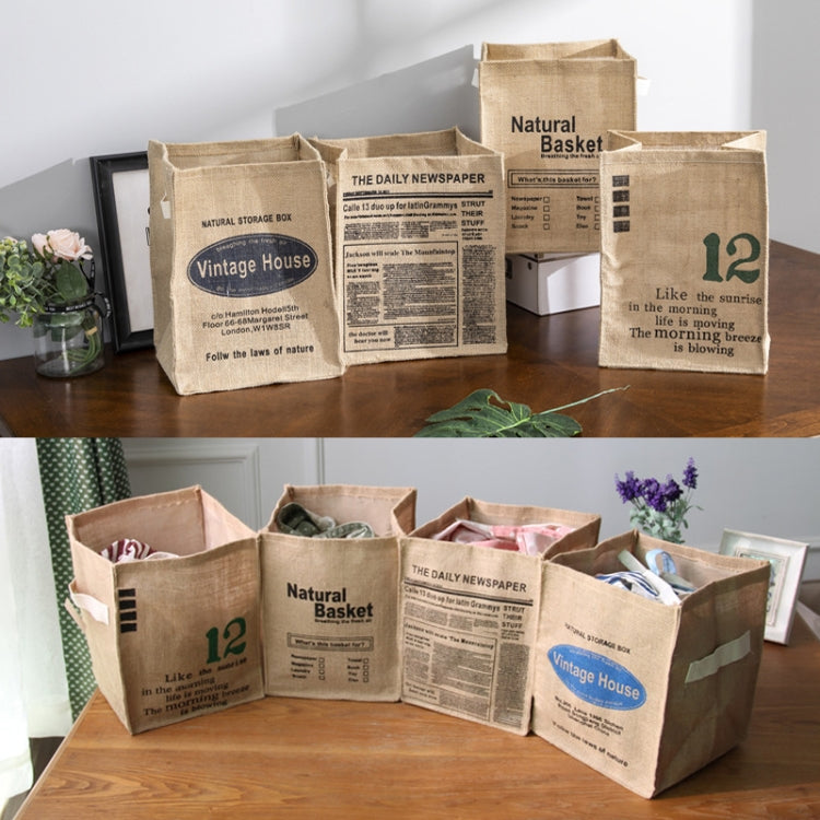 Foldable Jute Storage Box Sorting Basket for Underwear(Number 12)