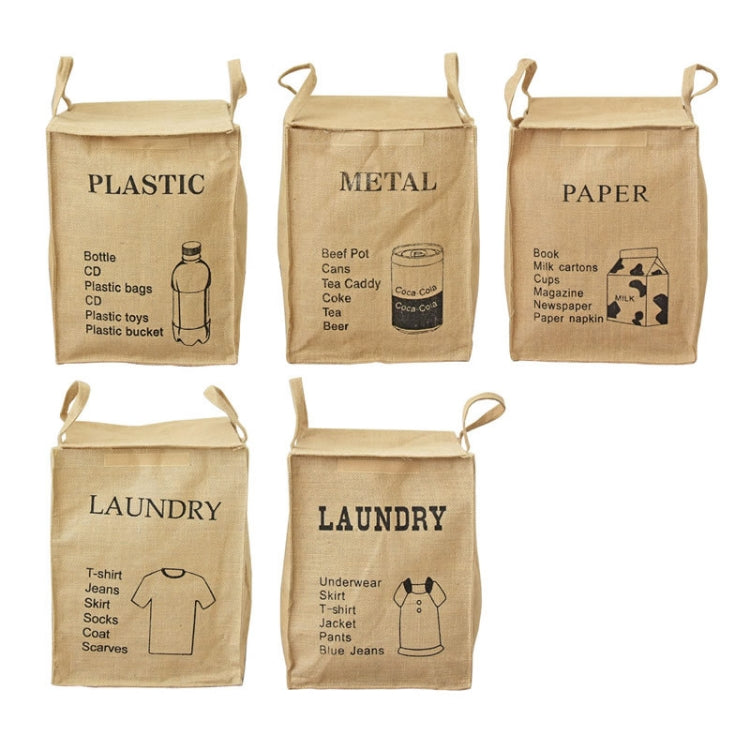 Jute Storage Box Fabric Dirty Clothes Basket Miscellaneous Sorting Storage Bag(Men Shirt)