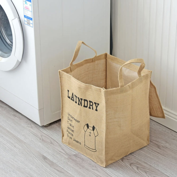 Jute Storage Box Fabric Dirty Clothes Basket Miscellaneous Sorting Storage Bag(Men Shirt)
