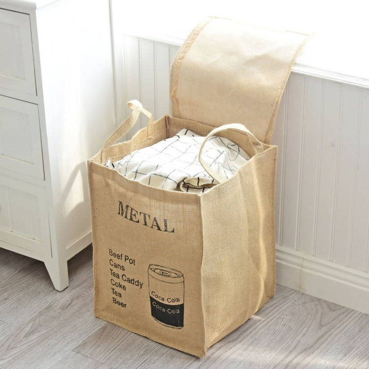 Jute Storage Box Fabric Dirty Clothes Basket Miscellaneous Sorting Storage Bag(Men Shirt)