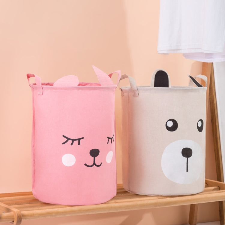 Toy Storage Bag Children Clothing Organizer Cartoon Fabric Storage Bucket(Ears Bear)