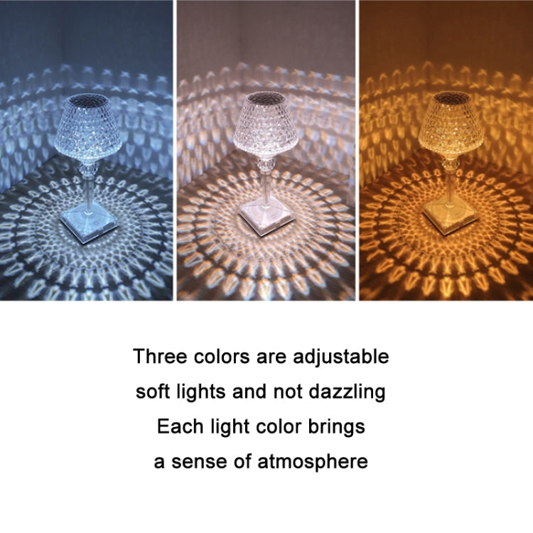 Bedside Crystal Table Lamp LED Wine Glass Night Light, Specification: Remote Control RGB16 Colors