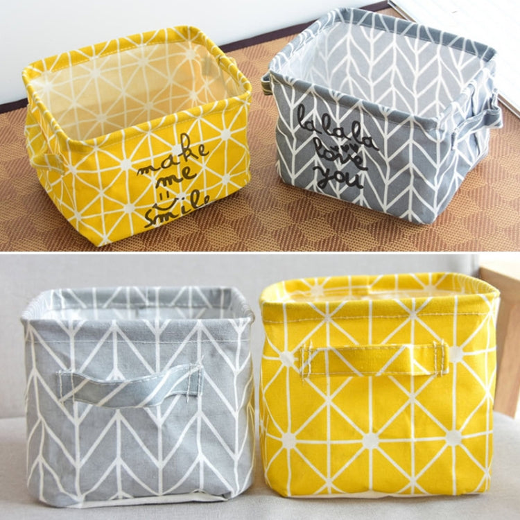 Fabric Desktop Storage Basket Office Clutter Organizer Storage Bag(Yellow)